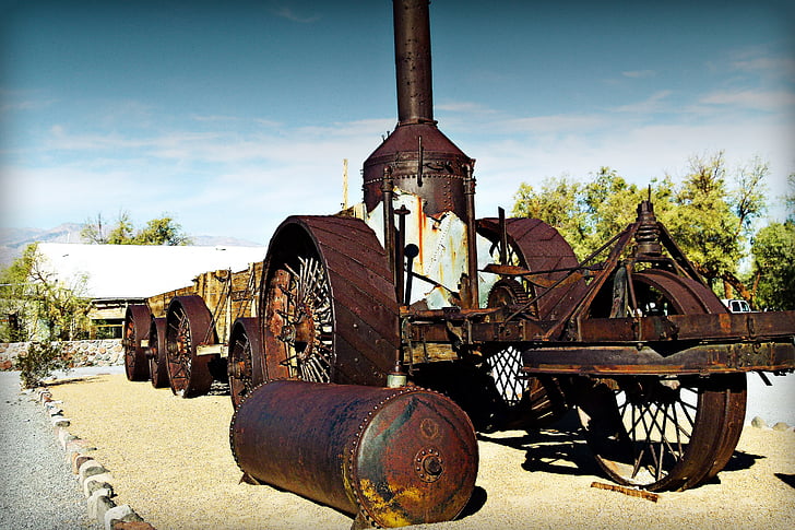 tractor de vapor, vagón de mineral, antiguo, Vintage, Minería, transporte, Patrimonio