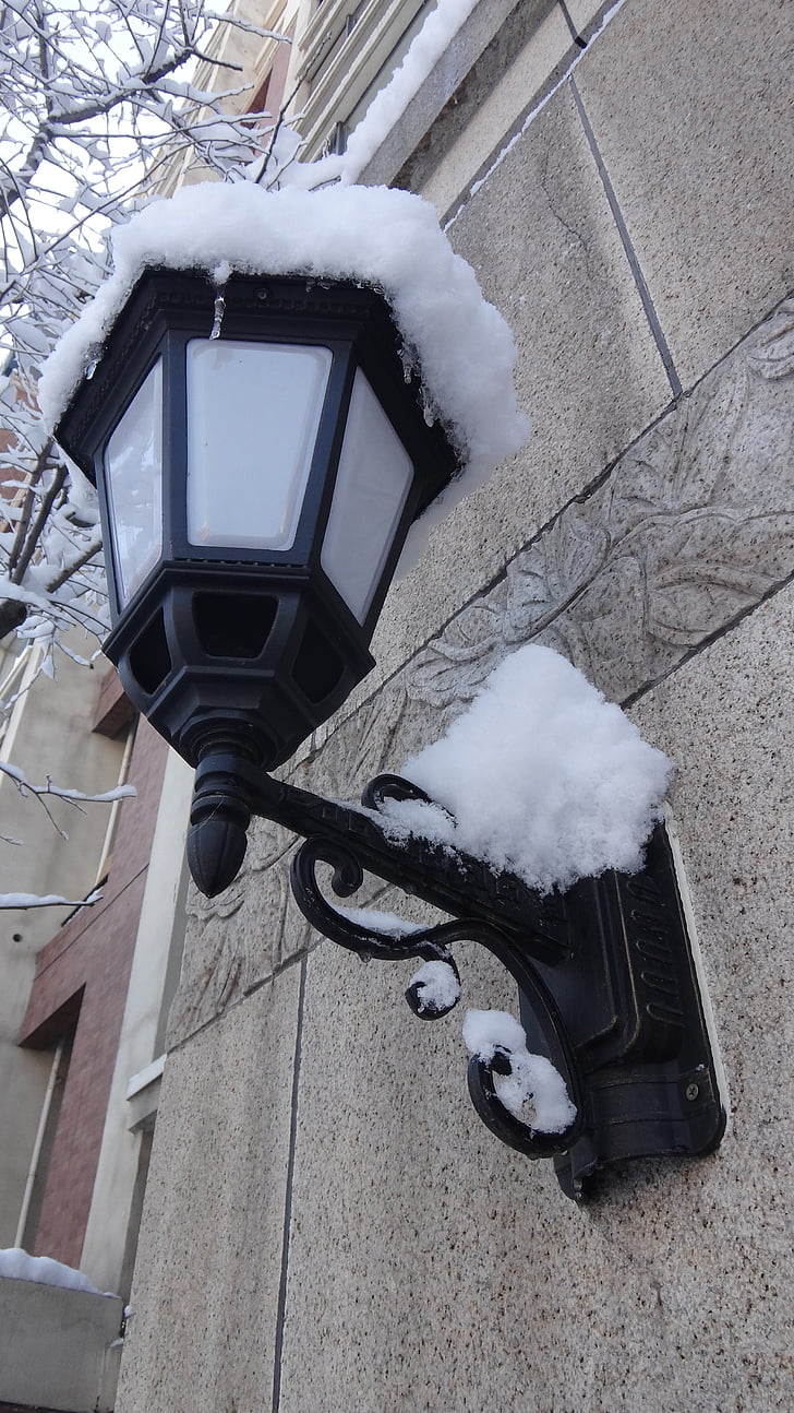 neve, lâmpada de rua, Comunidade, continental, Inverno, rua