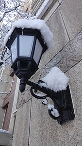 sníh, pouliční lampa, Společenství, kontinentální, Zimní, ulice