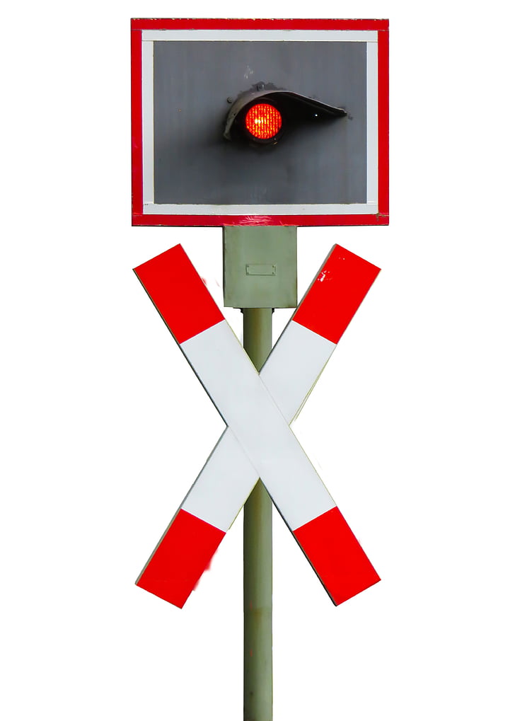 sinyal, kereta api, andreaskreuz, lampu lalu lintas, merah, kereta api, peringatan