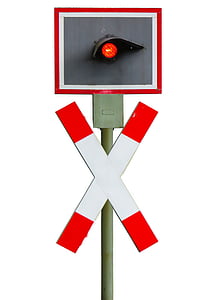 สัญญาณ, รถไฟ, andreaskreuz, สัญญาณไฟจราจร, สีแดง, รถไฟ, คำเตือน