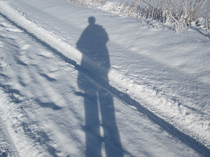 sombra, nieve, invierno