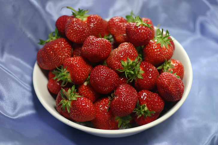 strawberries, fruit, fresh picked, bowl, harvest