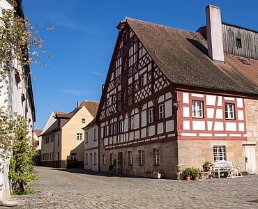 arkitektur, ammer landsbyen, truss, historisk, gamlebyen, fachwerkhaus, fasade