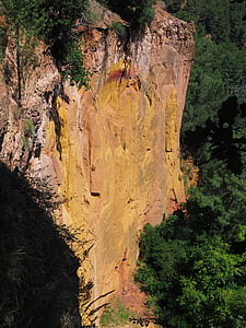 okker sziklák, okkersárga, Roussillon, rock, Nevezetességek, Luberon-hegység, Franciaország