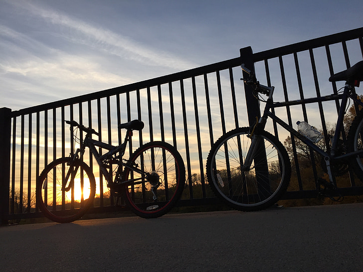 siklus, fotografi, perjalanan, Sepeda, di luar rumah, Bersepeda, matahari terbenam