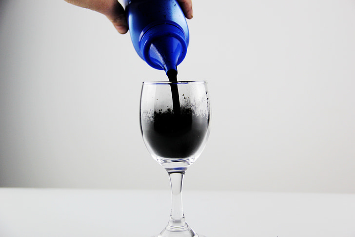 toner, glass, goblet, black, flow, pigment