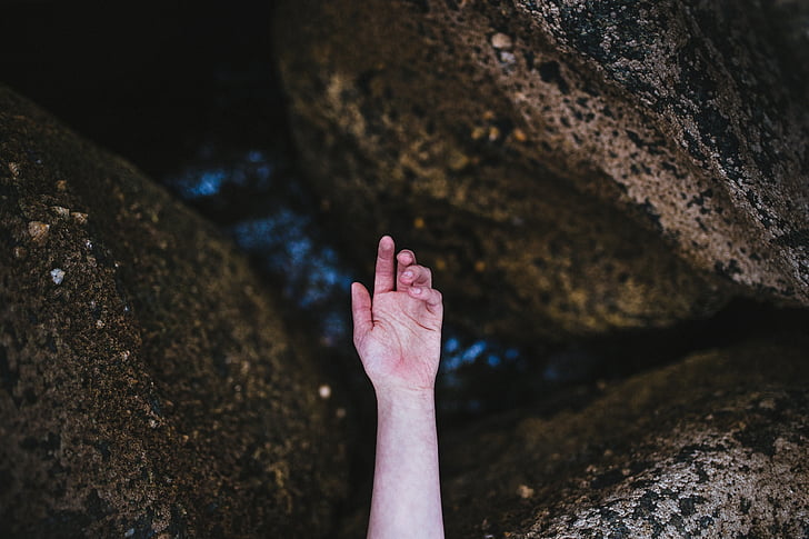 hand, nature, outdoors, rocks, stones, rock - object, human body part