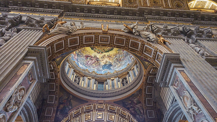 Roma, Vaticà, Basílica, cúpula, columnes, arquitectura, estructura de construcció