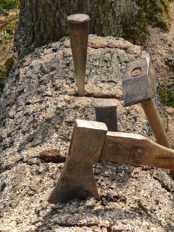 Lücke stirbt, Hammer, AX, Keil, metallische Keil, Metall, Holz