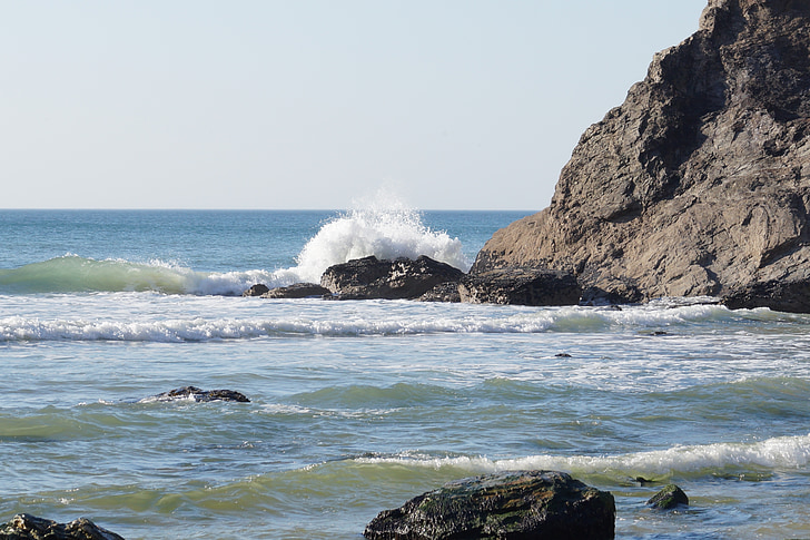 cornwall, rock, sea, coast, wave