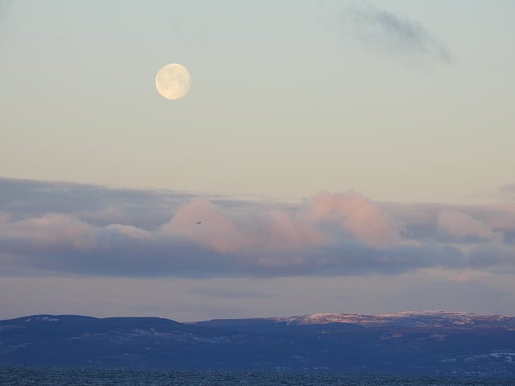 månen, Luna, Montanas, natt, himmelen, natur, fjell