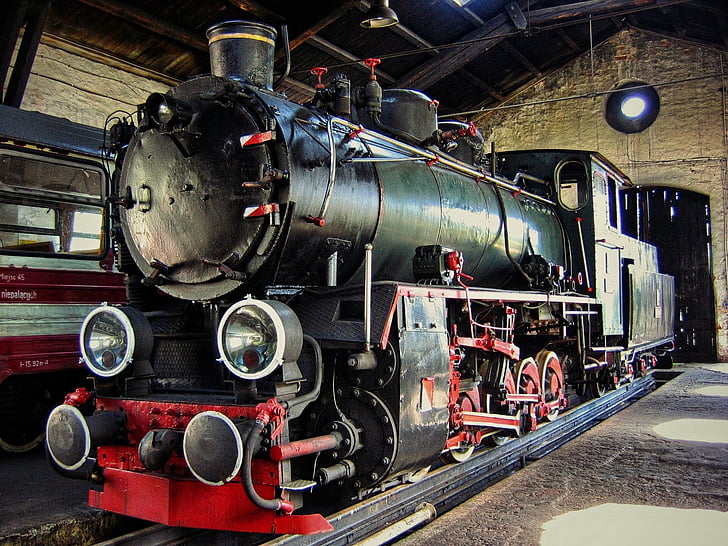 locomotive, train, the roundhouse, the museum, steam locomotive, round-house, railway