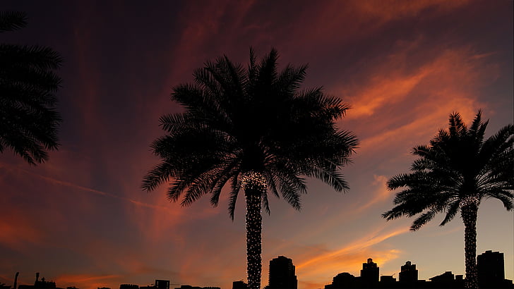 Crepúsculo, Dubai, céu, farbenspiel, nuvens, descanso, contos de fadas