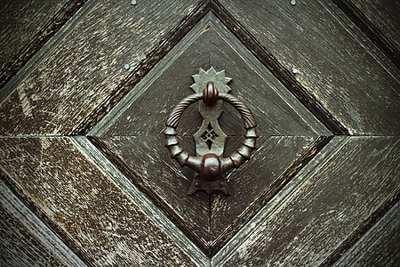 marteau, quincaillerie de porte, ajustage de précision, entrée, entrée de maison, Metal, anneau en métal