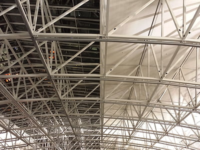 assemblage du toit, tiges de métal, échafaudage, aéroport le plus pratique, Frankfurt, principal