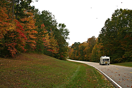 Mississippi, ceļu satiksmes, debesis, mākoņi, kritums, rudens, daba