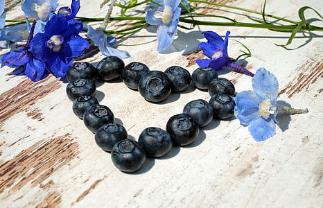 blåbær, hjerte, blå, symbolsk, romantisk, velkommen, flaks