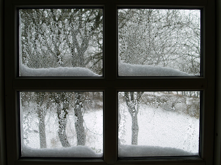 window, snow, lattice windows, winter