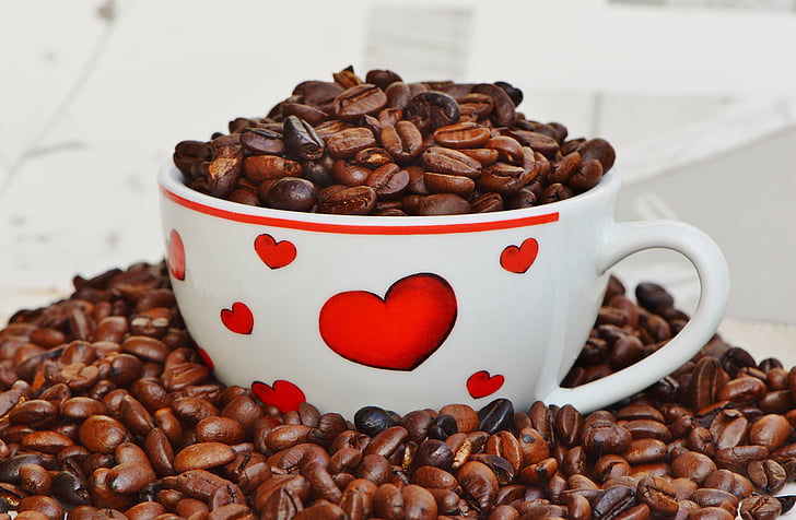 kafijas, diviem, mīlu, sirds, kauss, Valentīna diena, Izbaudiet