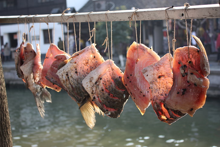 China, Fisch, Markt, getrockneter Fisch