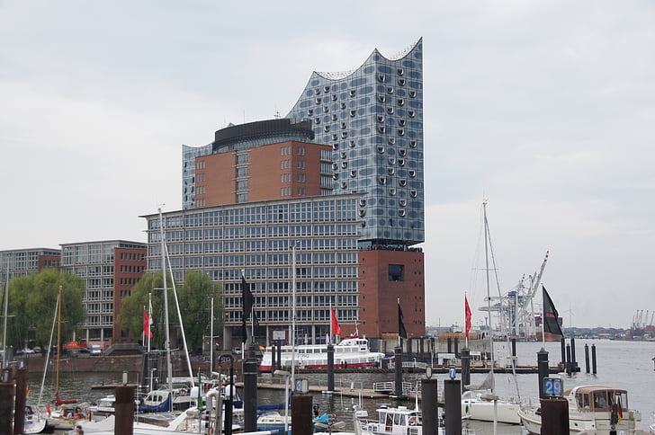 Labe philharmonic hall, Hamburg, Port, Nemecko, Labe, rieka
