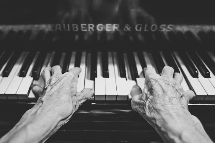 người, chơi, auberger, độ bóng, đàn piano, bàn tay, âm nhạc