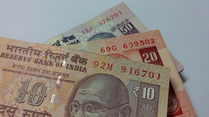 индийски рупии, рупии, Забележка, плащане, петдесет, десет, двадесет