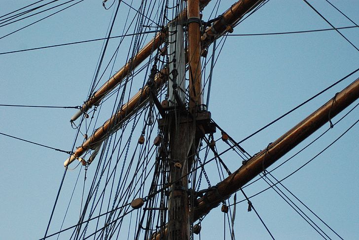 mast, tall ship, sail, rigging, rope, nautical, sailboat