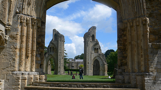 England, Glastonbury abbey, Somerset, slottet, landemerke, kultur, ruiner