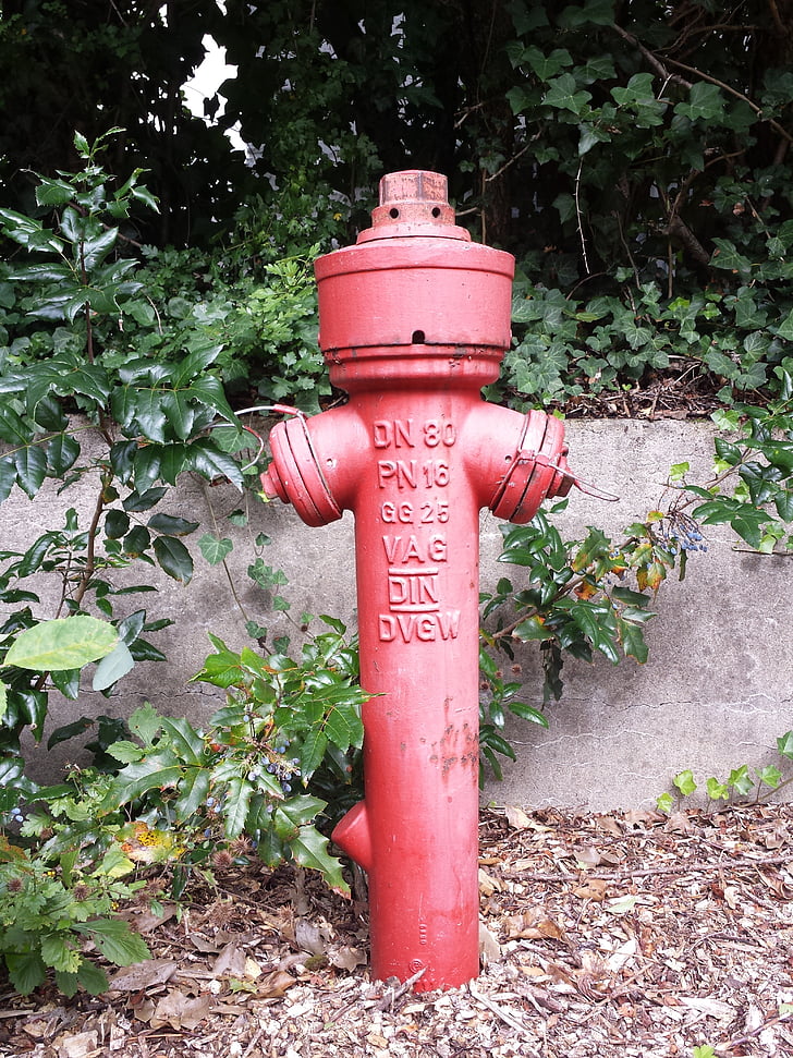 hydrant, brann, rød, vannhull, retro