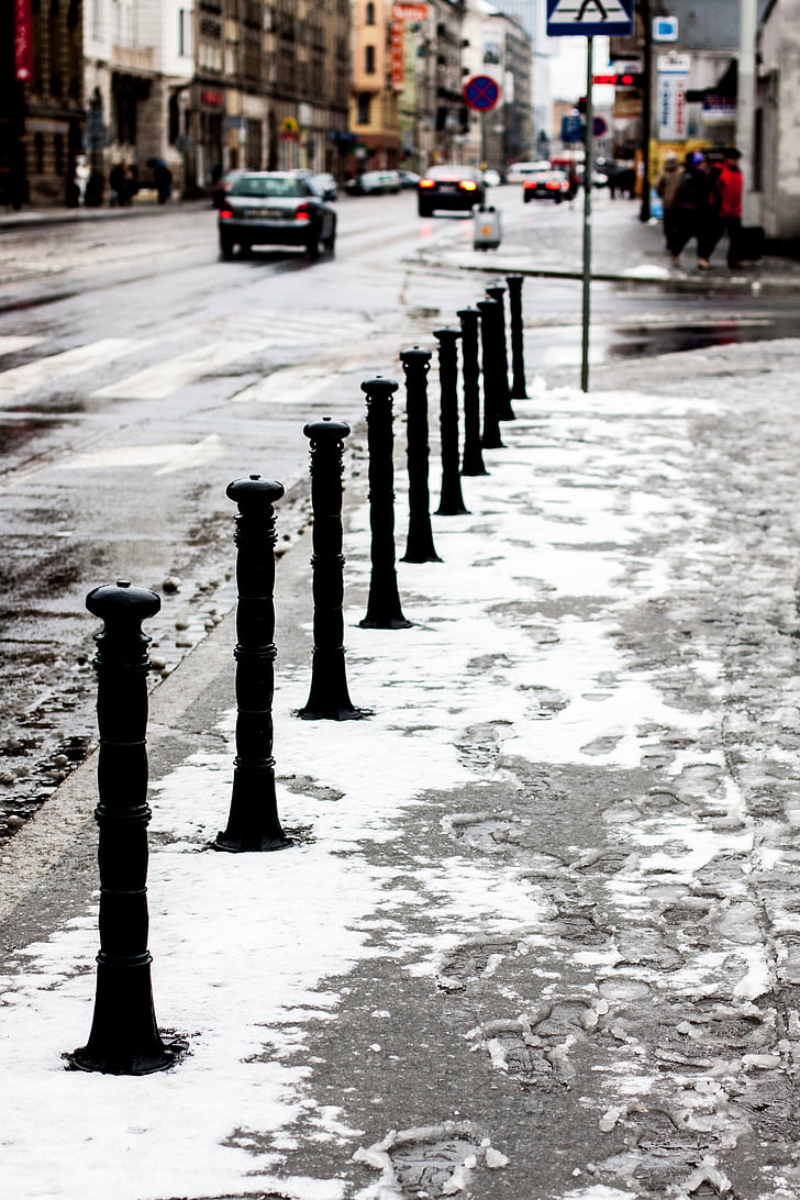 ulica, grad, snijeg, Zima, mokro, hladno, zamrznuta