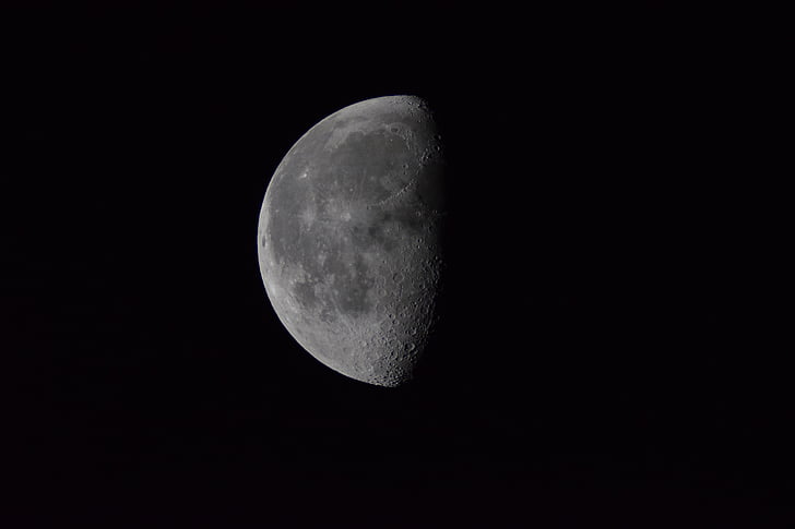 naturale, luna, jumătate de lună, noapte, astronomie, explorarea spațiului, suprafata lunii