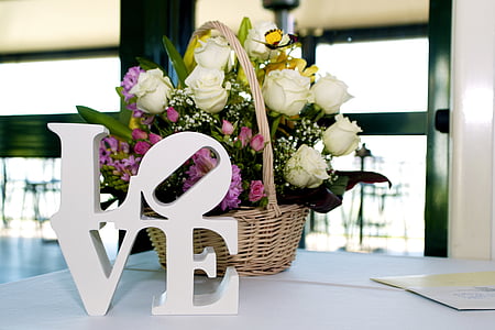 Любов, сватба, романтичен, цвете, брак, флорални, празник