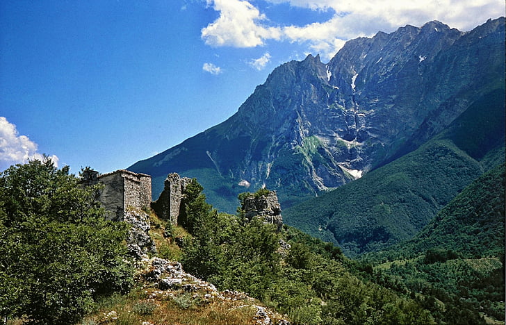 замък, руините, планински, Известният място, архитектура, история, пътуване