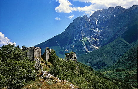 Castillo, ruinas, montaña, lugar famoso, arquitectura, historia, viajes