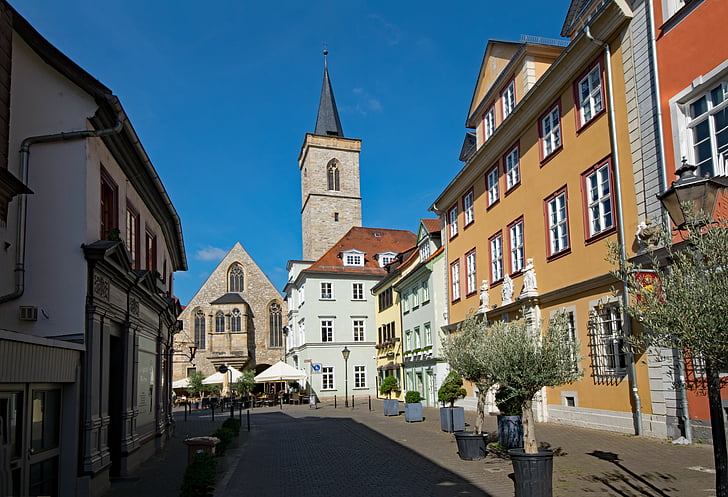 Erfurt, Thüringen Tyskland, Tyskland, gamlebyen, gammel bygning, steder av interesse, bygge
