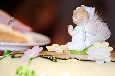 cake, cream pie, wedding cake, marzipan, decoration, elf, marry