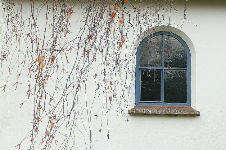 jendela, lengkungan putaran, jendela melengkung, lama, rumah