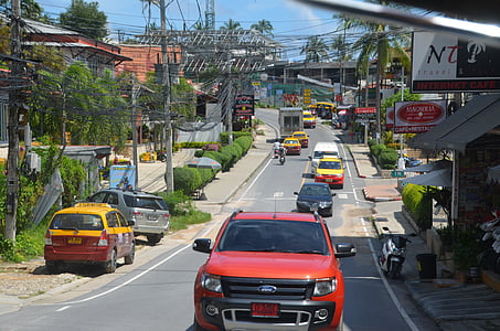 Tajlandia, Ulica, Azja, jazdy, ruchu, transportu, drogi