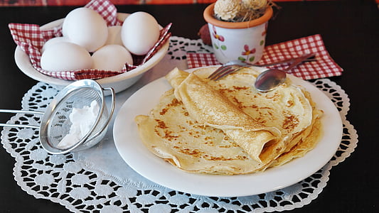 pancake, in crepe, frittella, süsspeise, uovo, latte, farina