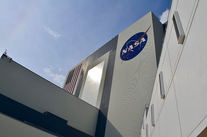 nasa, large, building, science, space, mission, sign