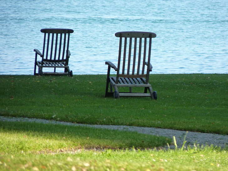 deck chair, lake, water, holiday, holidays