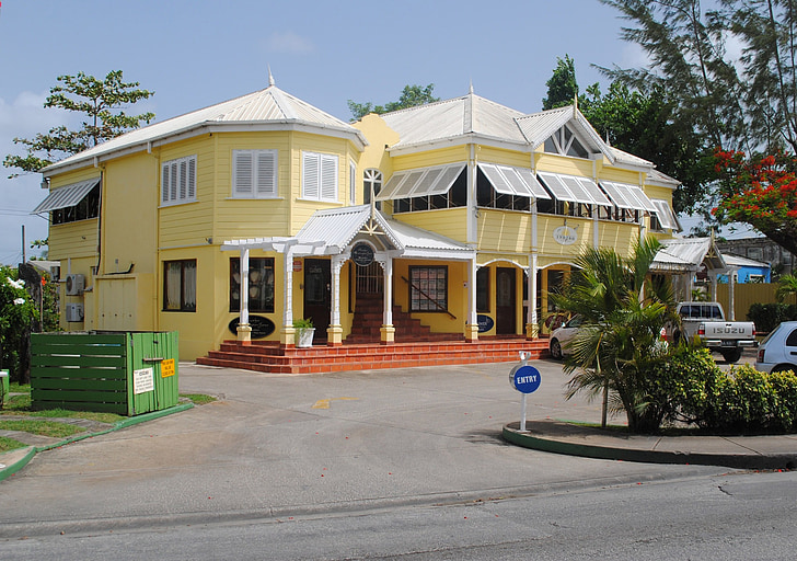 edificio, tienda, amarillo, Holetown, Barbados, vacaciones