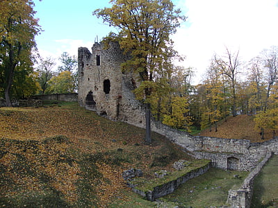 herfst, Cesis kasteel, Letland