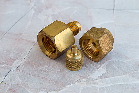 fittings, hardware, piping, connector, golden, industrial, gold