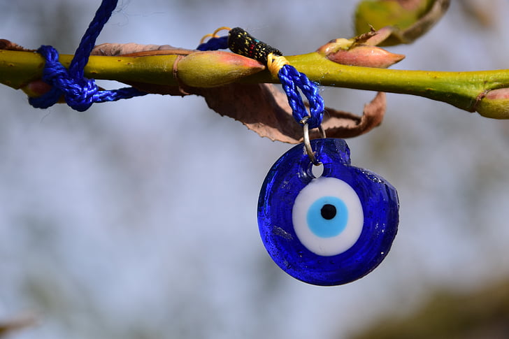 oog, gelukkige charme, symbool, bescherming, talisman, blauw, aanhangwagens