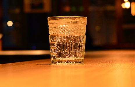 wissen, glas, water, Bar, houten, koolzuurhoudende, drankje