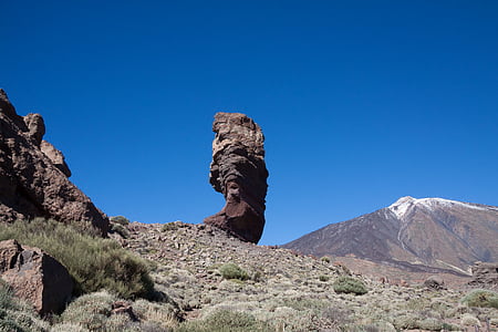 kaya, Los roques, Roque cinchado, Teide, gökyüzü, mavi, kayalık kuleleri
