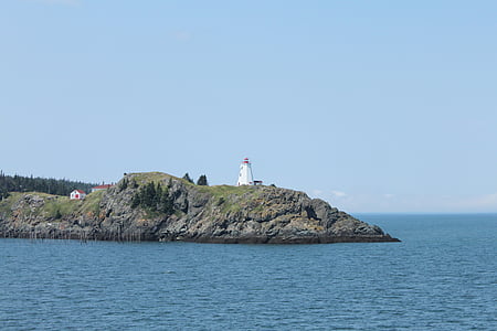 Ostrov, Ocean, pobrežie, Lighthouse, more, Grand manan, Kanada
